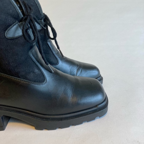 Fait au Canada Black Leather Fur Lining Lace Up Boots size 9 - Picture 6 of 16